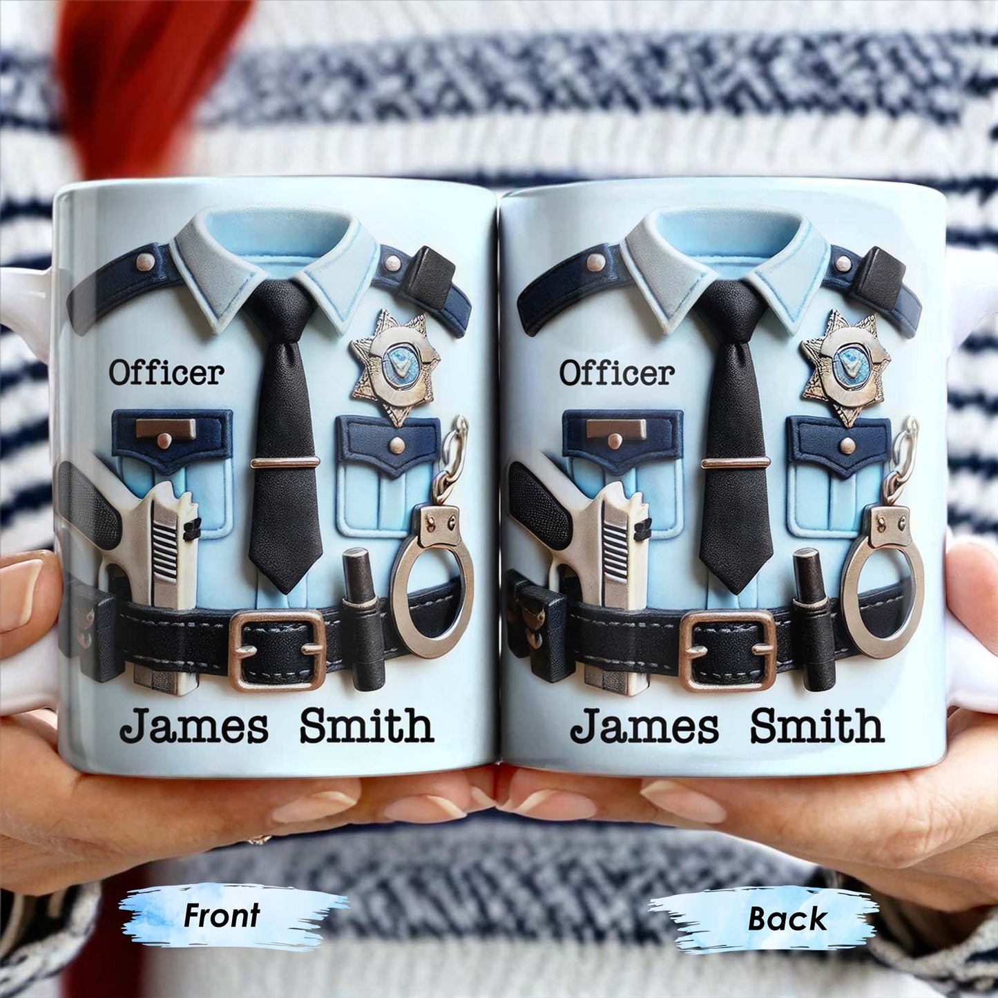 Custom Police Officer Mug for Military / Veteran with personalized design details for meaningful gifting image 7