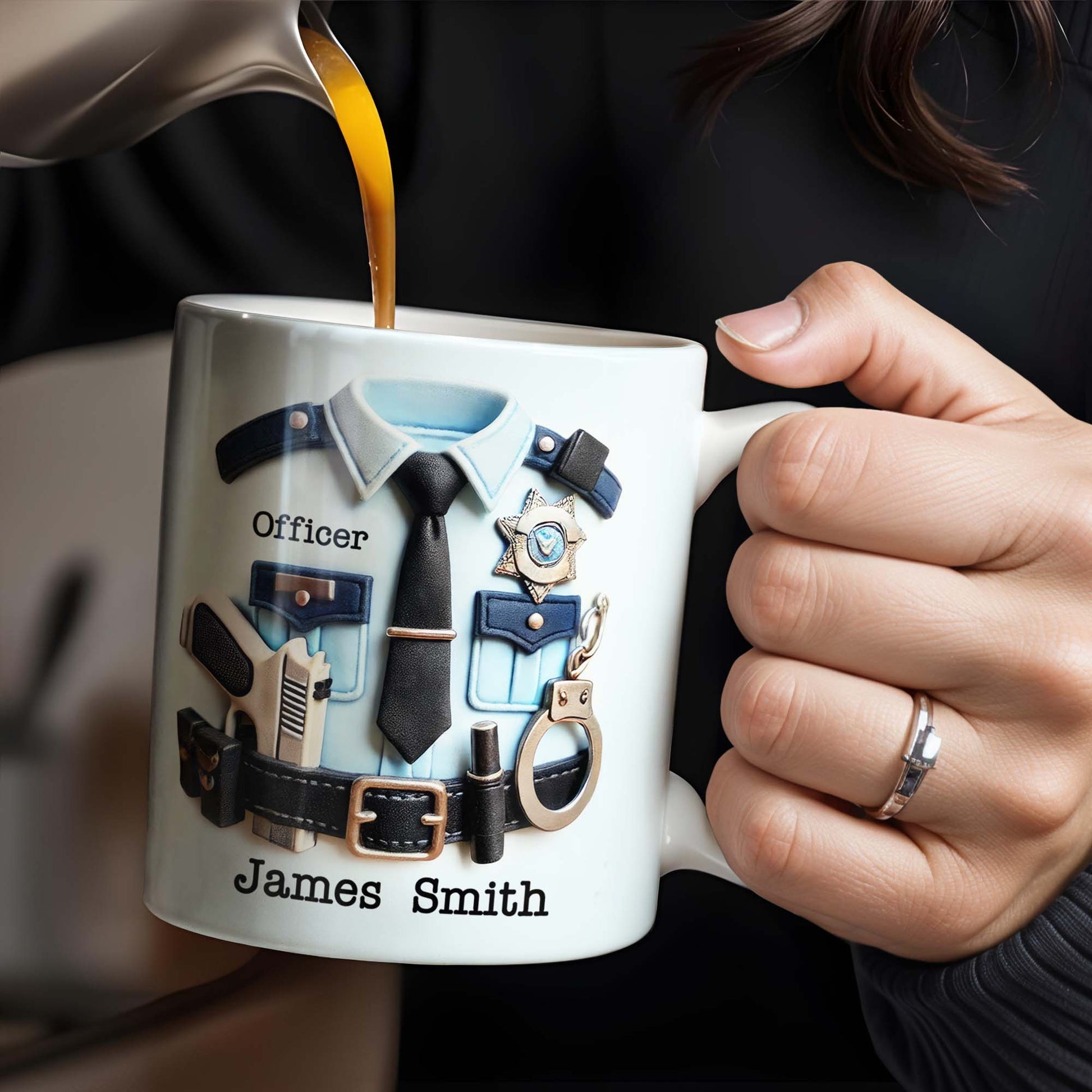 Mug material and size view - Custom Police Officer Mug