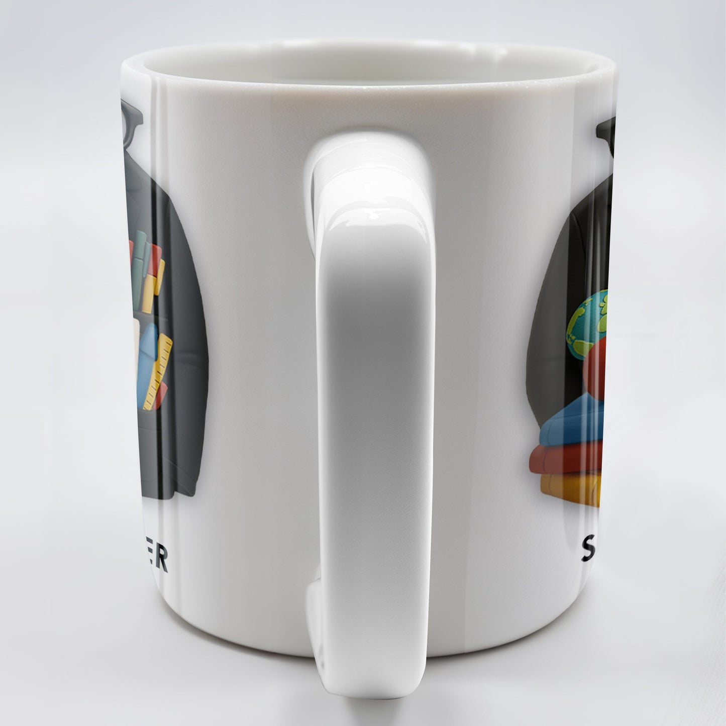 Personalized Teacher Coffee Mug - Featuring Glasses, Books, Apple, Markers & Lab Coat