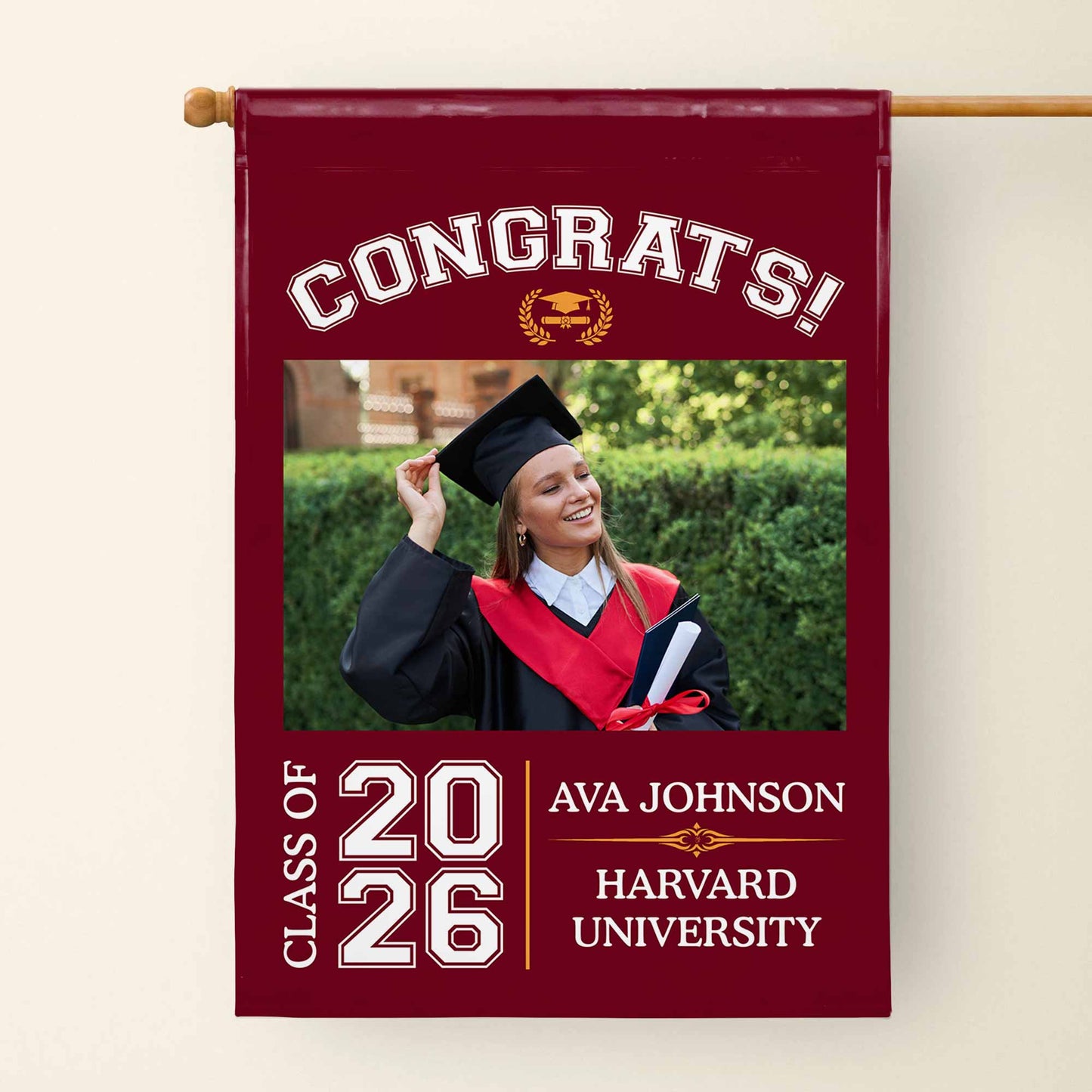 Congrats Class Of [Year], Graduation Cap And Diploma