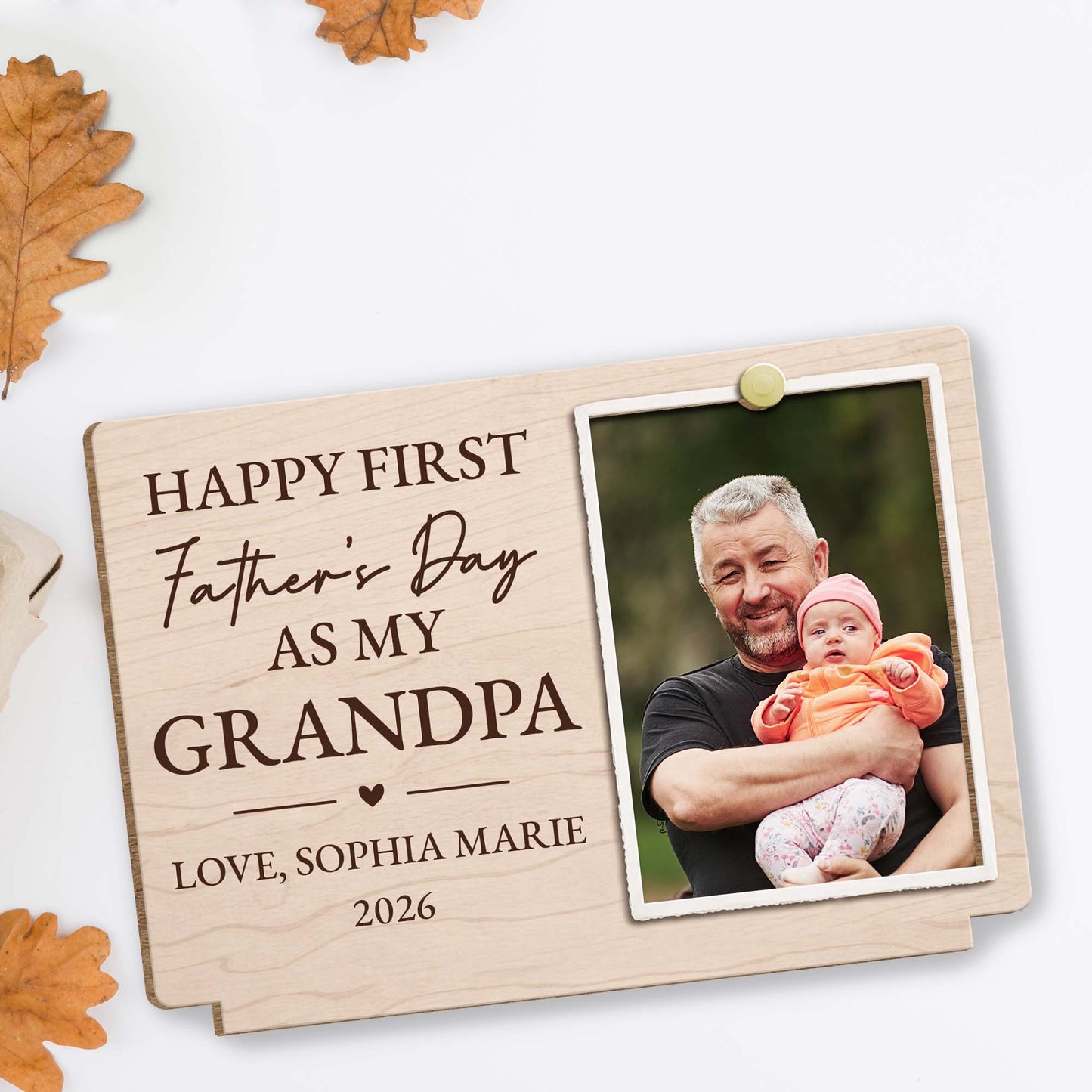 Wood Sign material and size view - Personalized First Father's Day Grandpa Gift