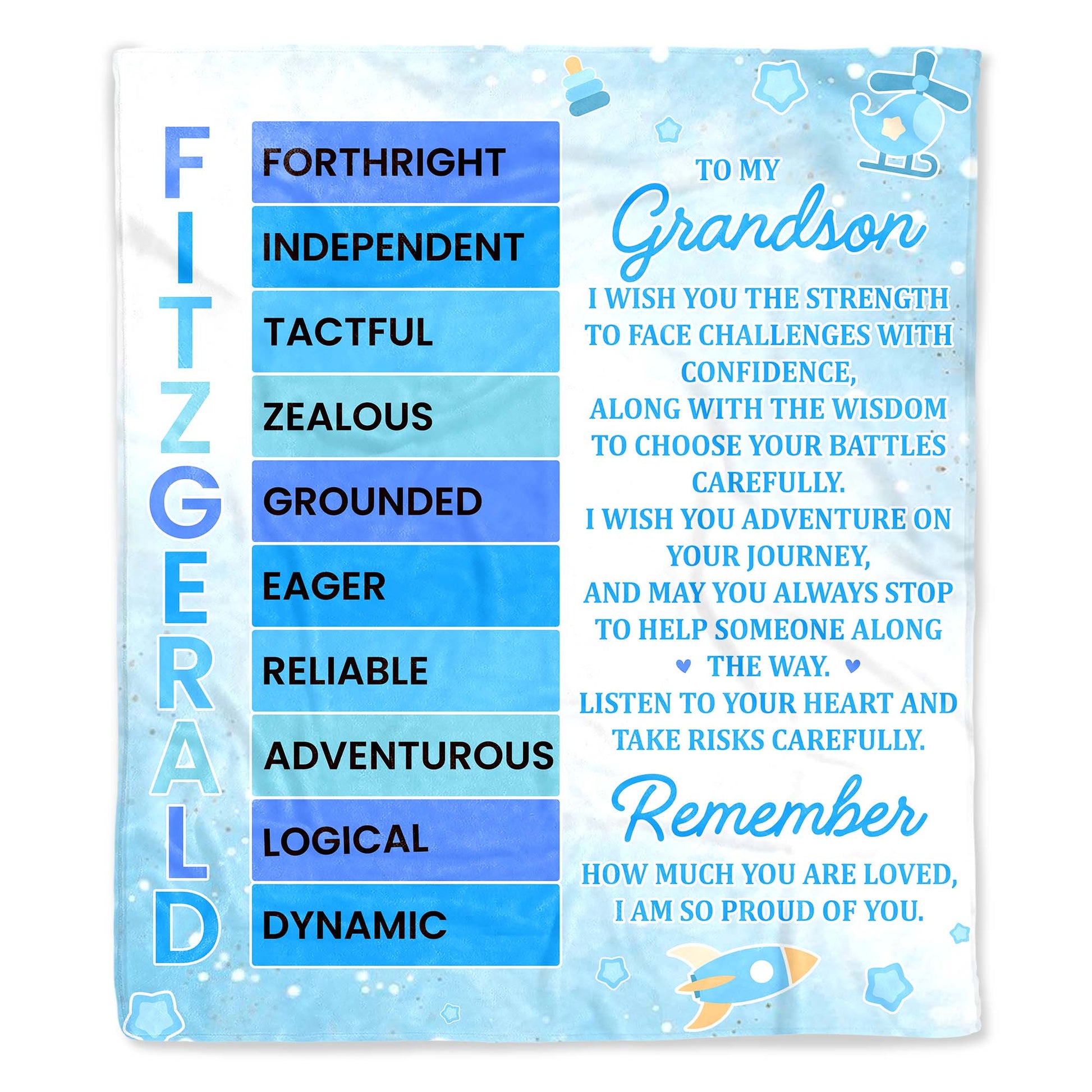 Grandson Encouragement And Love Custom Blanket