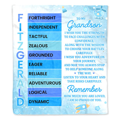 Grandson Encouragement And Love Custom Blanket