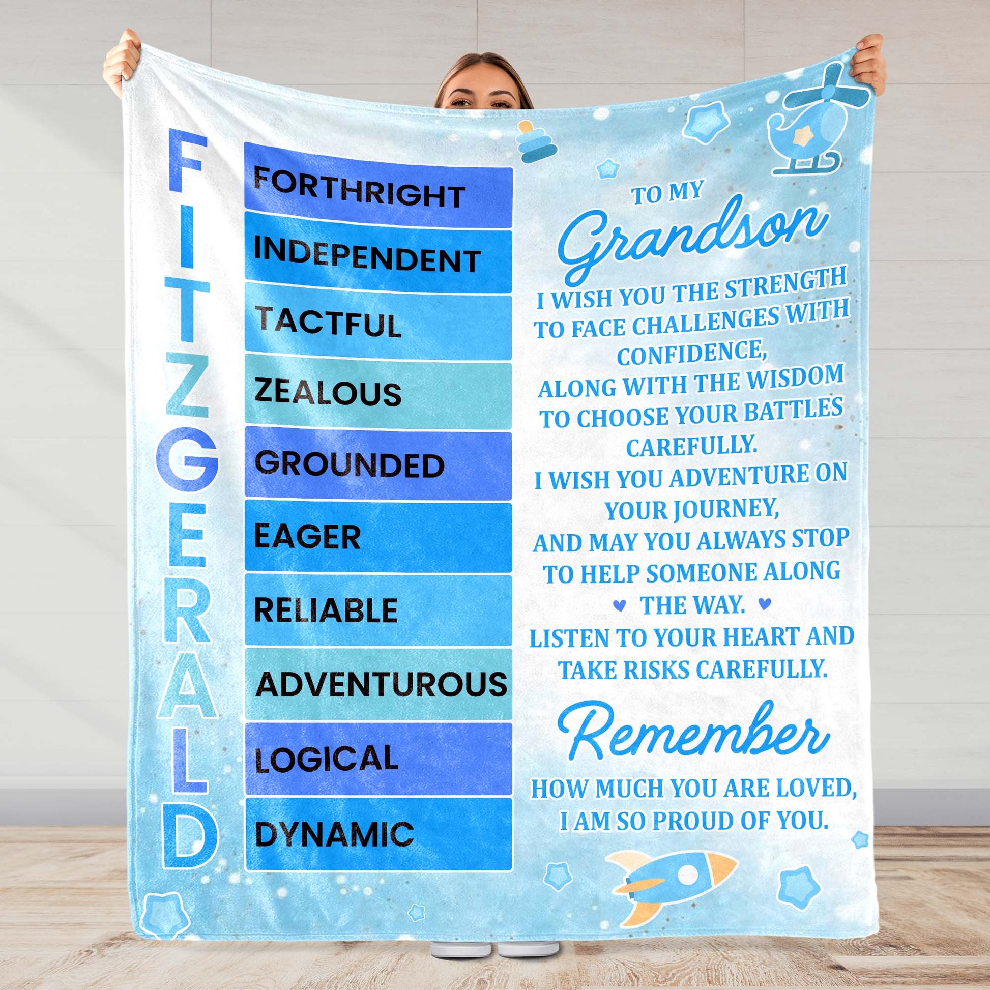 Grandson Encouragement And Love Custom Blanket