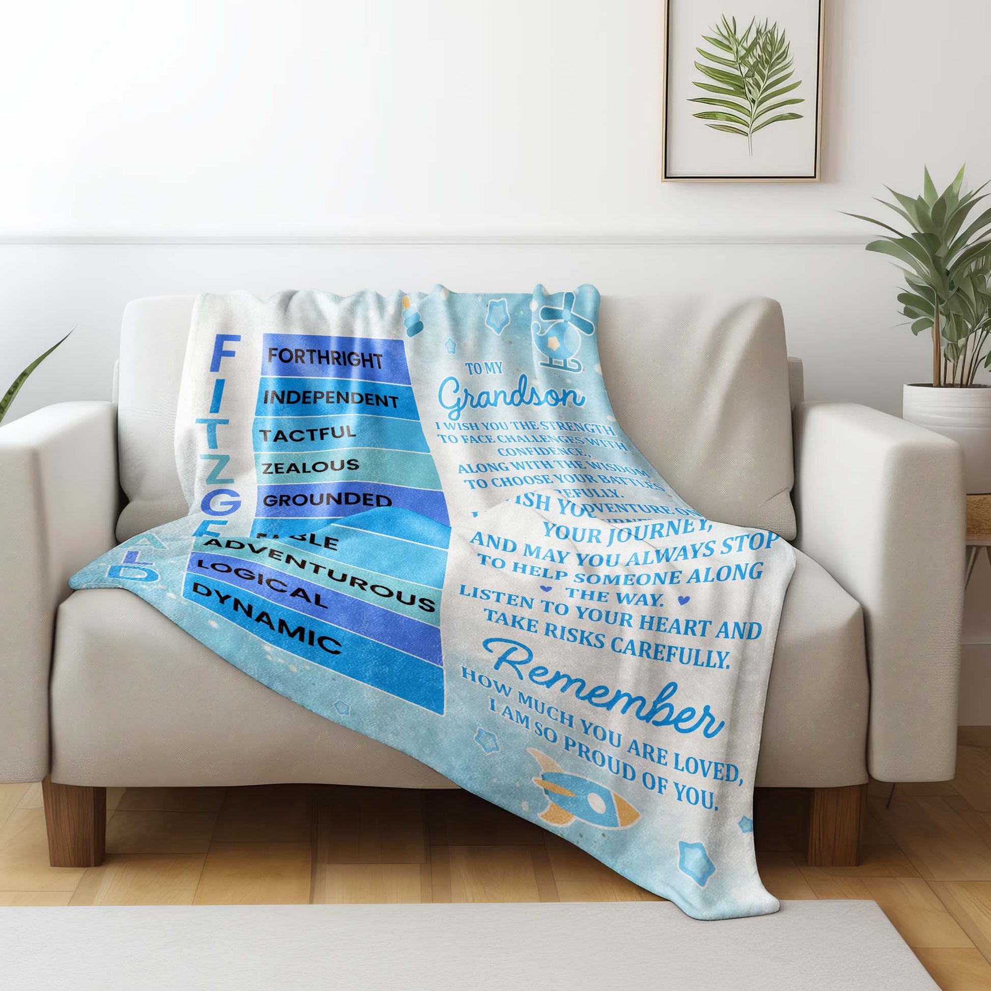 Grandson Encouragement And Love Custom Blanket