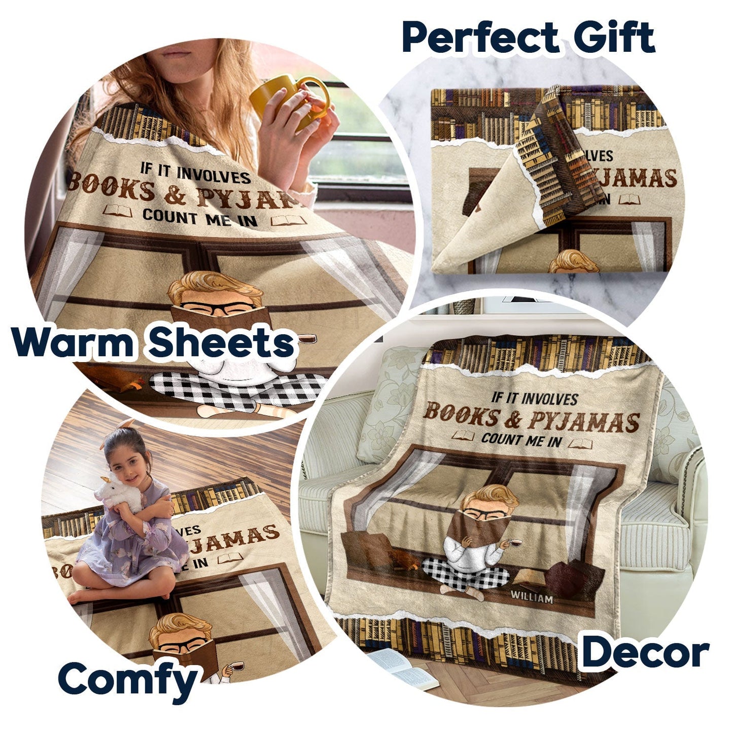 If It Involves Books And Pijamas Count Me In - Personalized Custom Reading Blanket