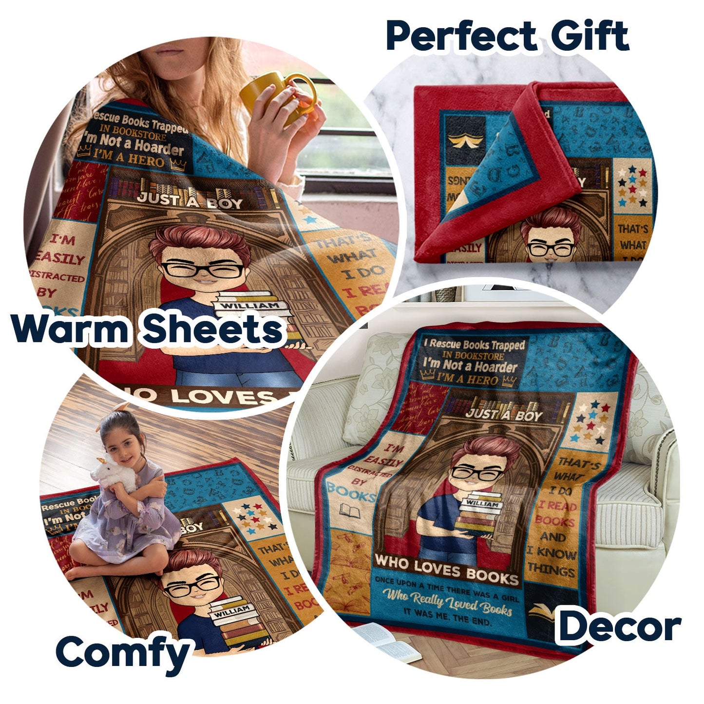 Personalized "I'm Not a Hoarder, I'm a Hero" Book Lover Blanket
