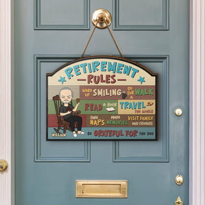 Retirement Rules - Personalized Wood Sign -  Gift For Father Mother Grandparents