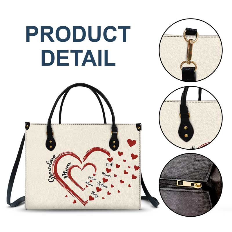 Custom Leather Tote Bag for Mom & Grandma - Our Sweethearts' Names