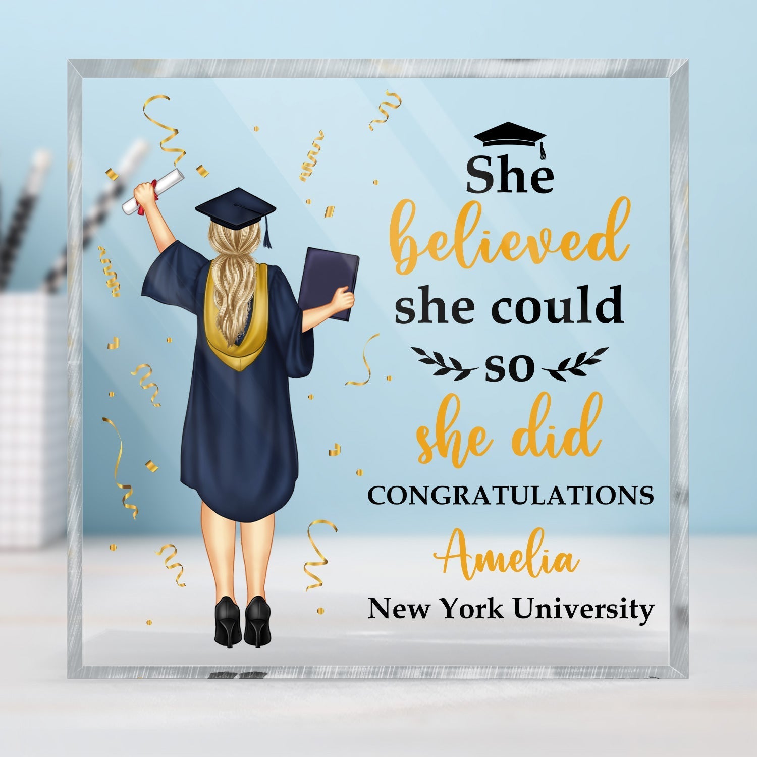 Personalized Graduation Plaque for Daughter/Granddaughter with personalized design details for meaningful gifting