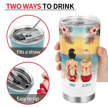 Personalized 'Friends, Sun, Sand & Sea' Tumbler for Best Friends