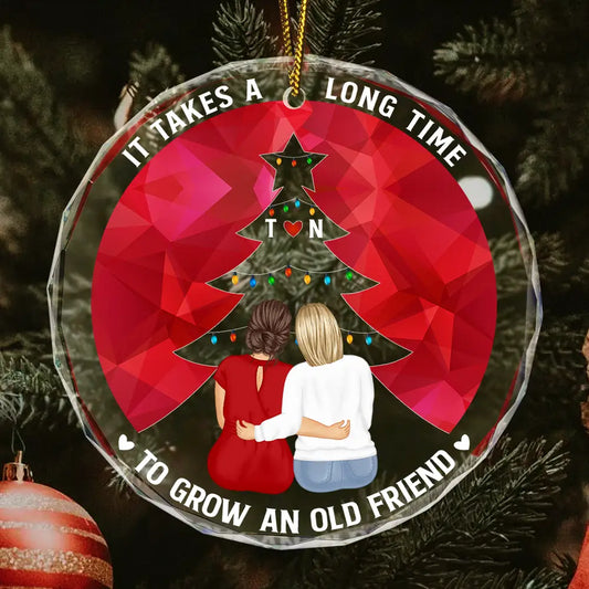 Personalized "Grow An Old Friend" Glass Ornament - Christmas Gift for Best Friend