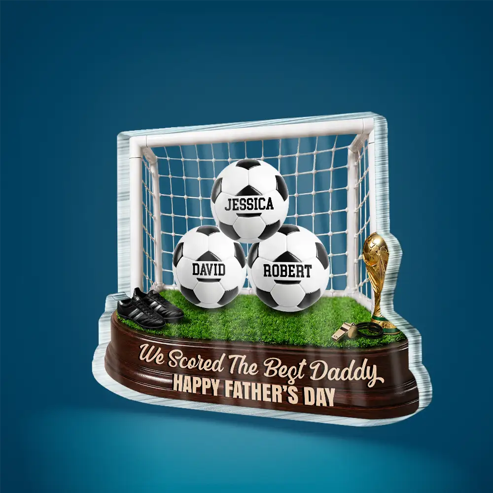 Custom Soccer Acrylic Plaque personalization view for Dad