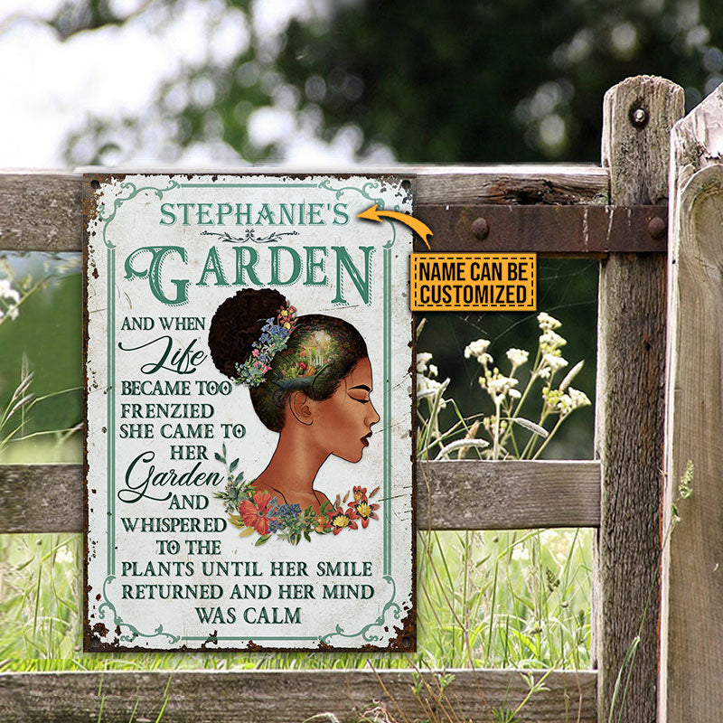 Garden Black Girl And When Life Became - Personalized Custom Classic Metal Signs