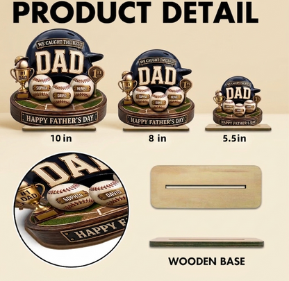 Personalized Baseball Dad Wooden Plaque personalization view for Dad