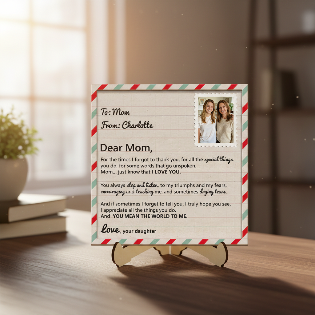 Personalized "Unspoken Words"  2-Layered Wooden Plaque - Custom Mother’s Day Gift For Mom