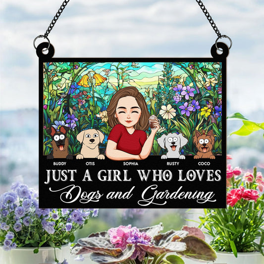 Personalized Dog & Garden Suncatcher for Her | 'Just a Girl Who Loves Dogs and Gardening'