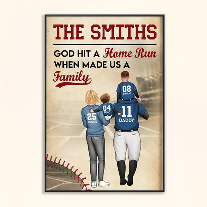 God Hit A Home Run When He Made Us A Family - Personalized Custom Poster / Canvas