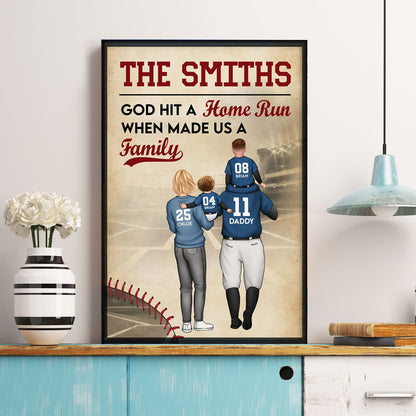 God Hit A Home Run When He Made Us A Family - Personalized Custom Poster / Canvas