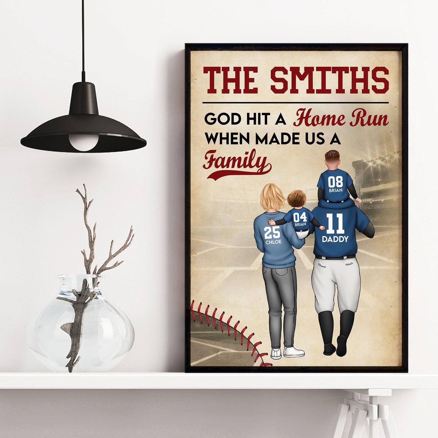 God Hit A Home Run When He Made Us A Family - Personalized Custom Poster / Canvas
