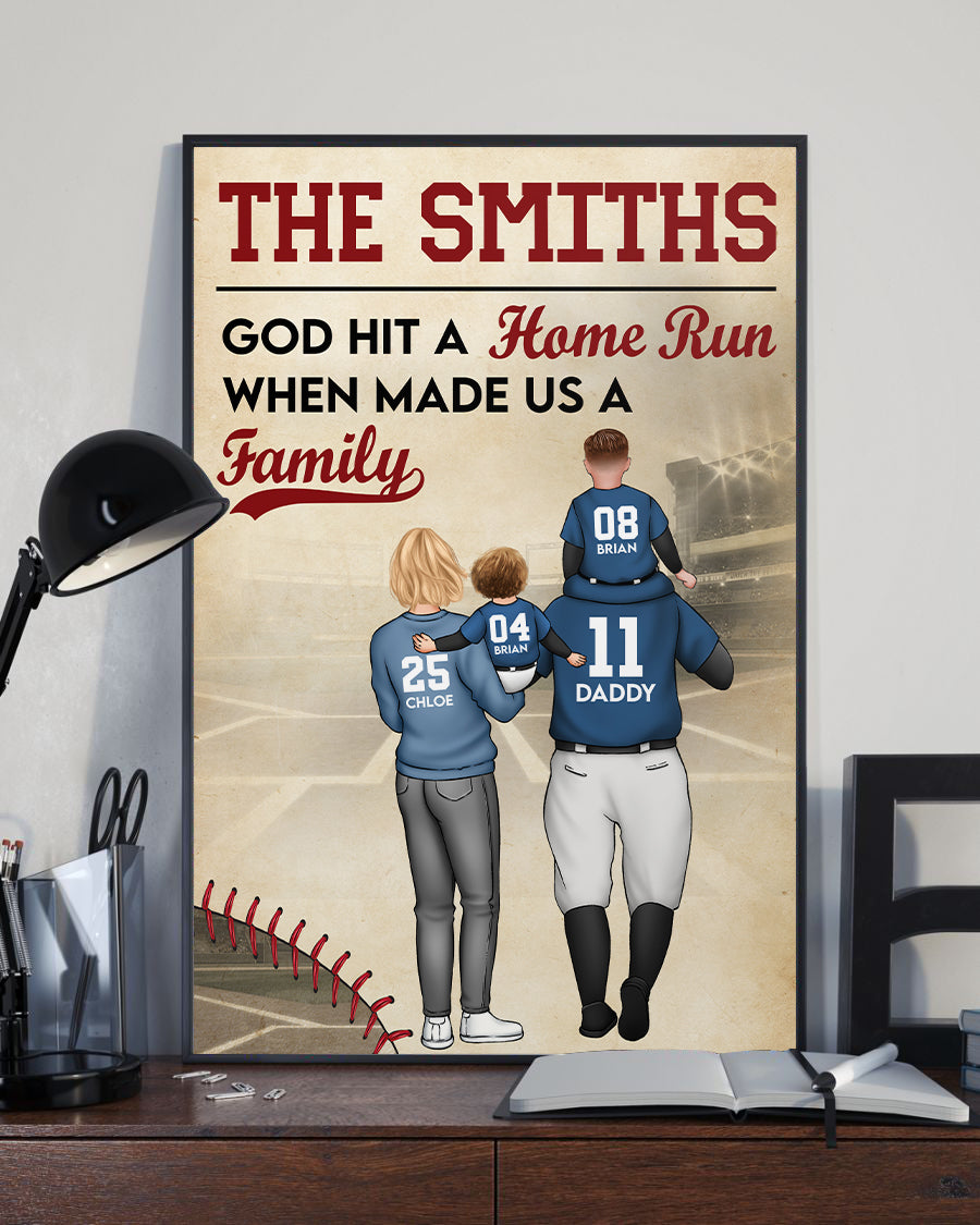 God Hit A Home Run When He Made Us A Family - Personalized Custom Poster / Canvas