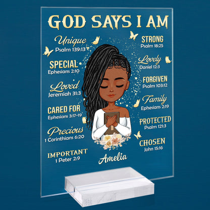God Says I Am - Personalized Cartoon Version Acrylic Plaque