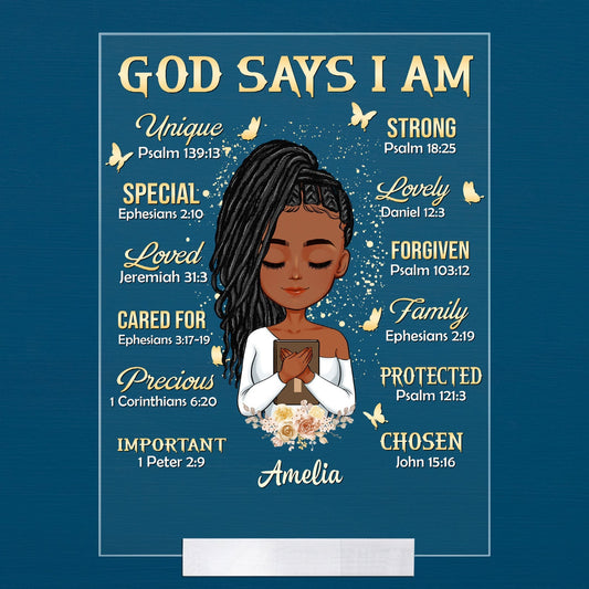 God Says I Am - Personalized Cartoon Version Acrylic Plaque