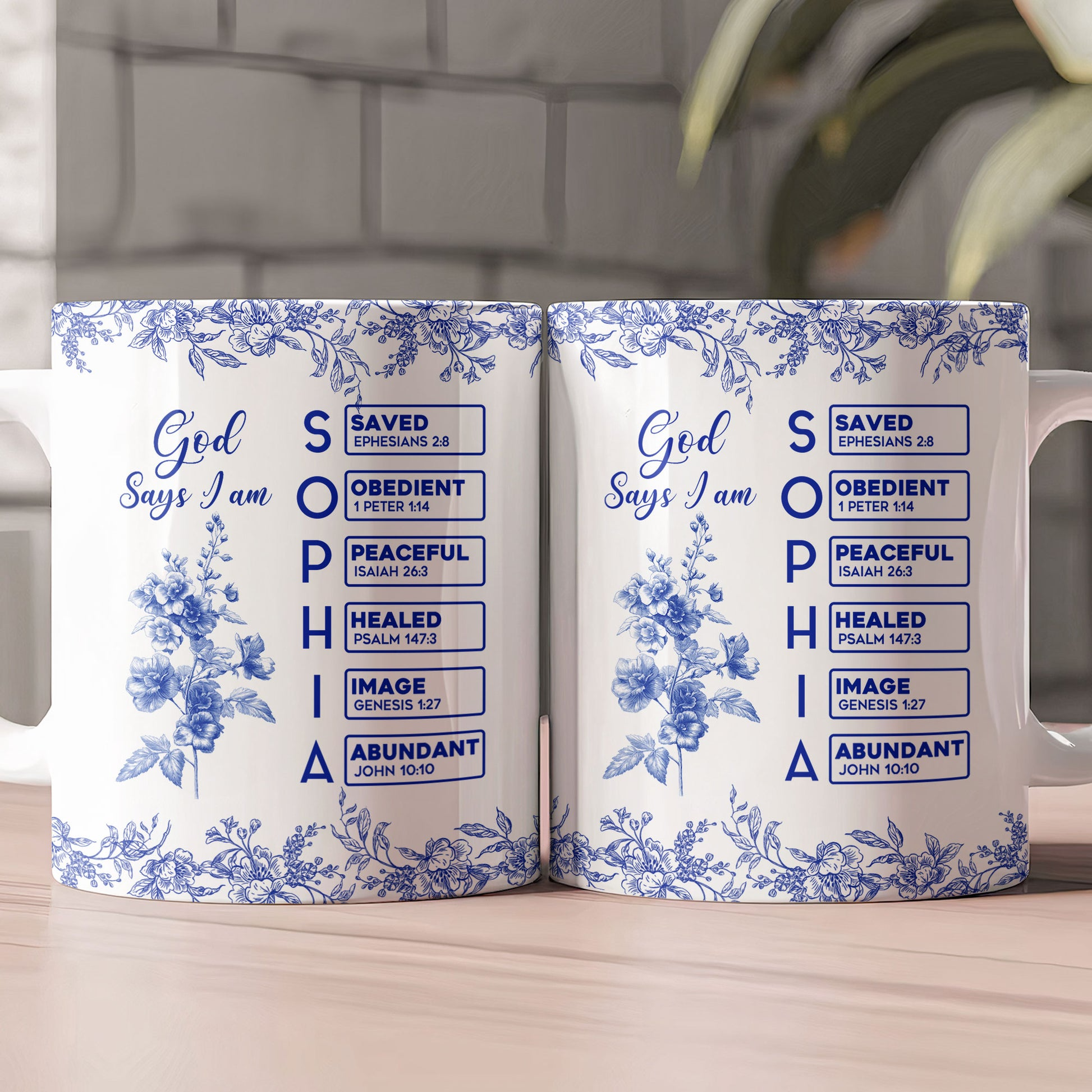 Personalized God Says I Am Mug - Custom Name Letter In Bible Birth Flower