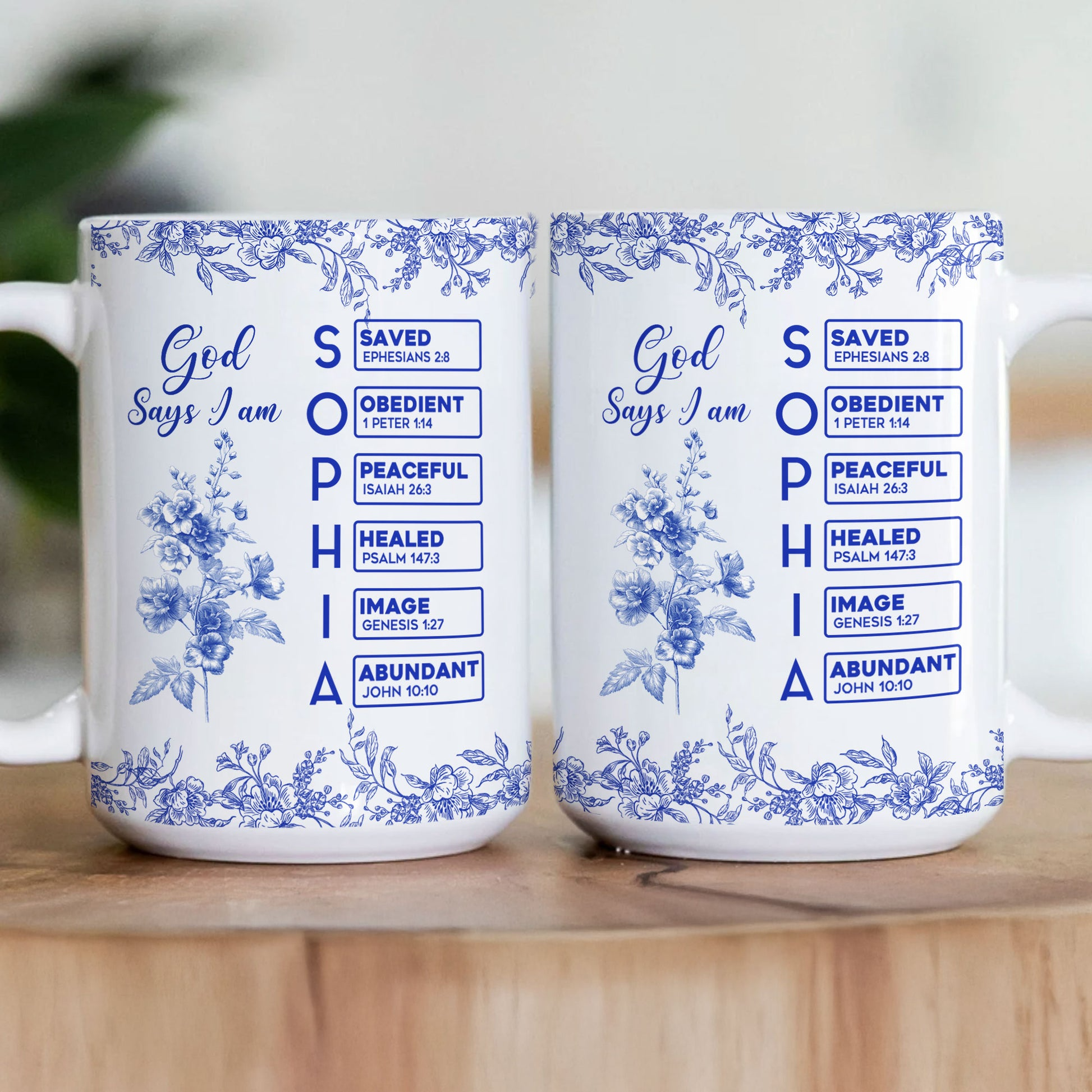 Personalized God Says I Am Mug - Custom Name Letter In Bible Birth Flower