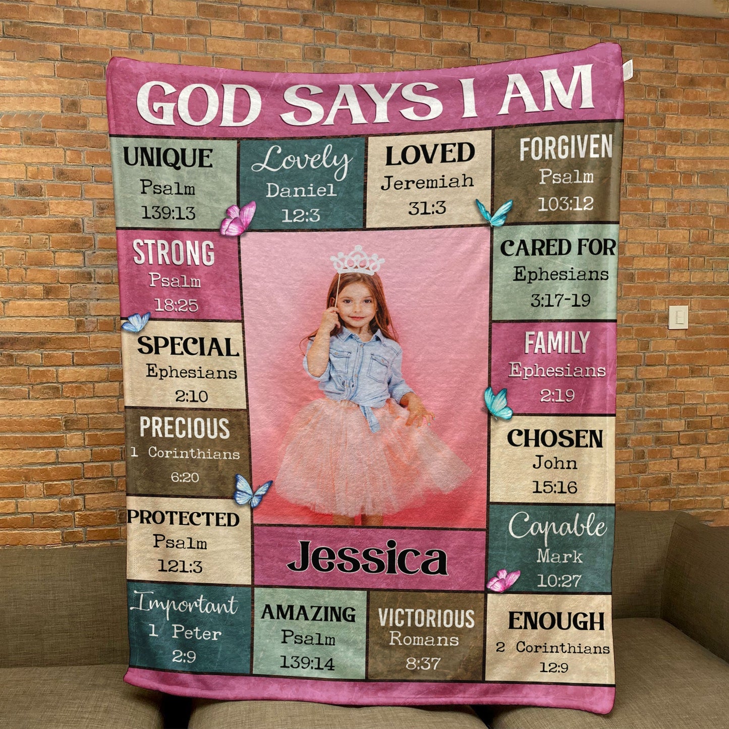 God Says I Am - Personalized Photo Blanket