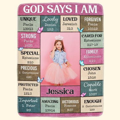 God Says I Am - Personalized Photo Blanket