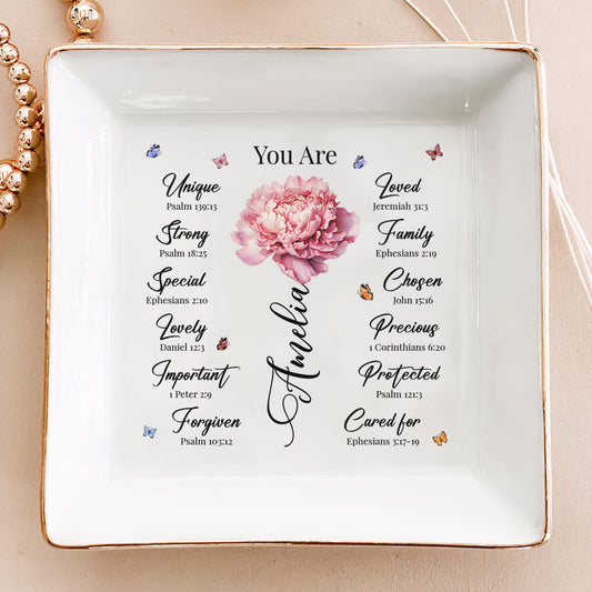 God Says You Are Custom Birth Flower - Personalized Jewelry Dish