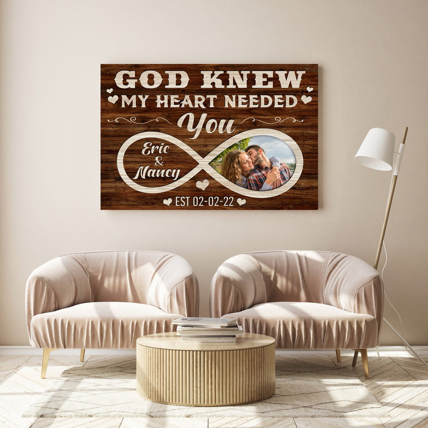 God Knew My Heart Needed You - Personalized Customized Couple Photo Canvas / Poster
