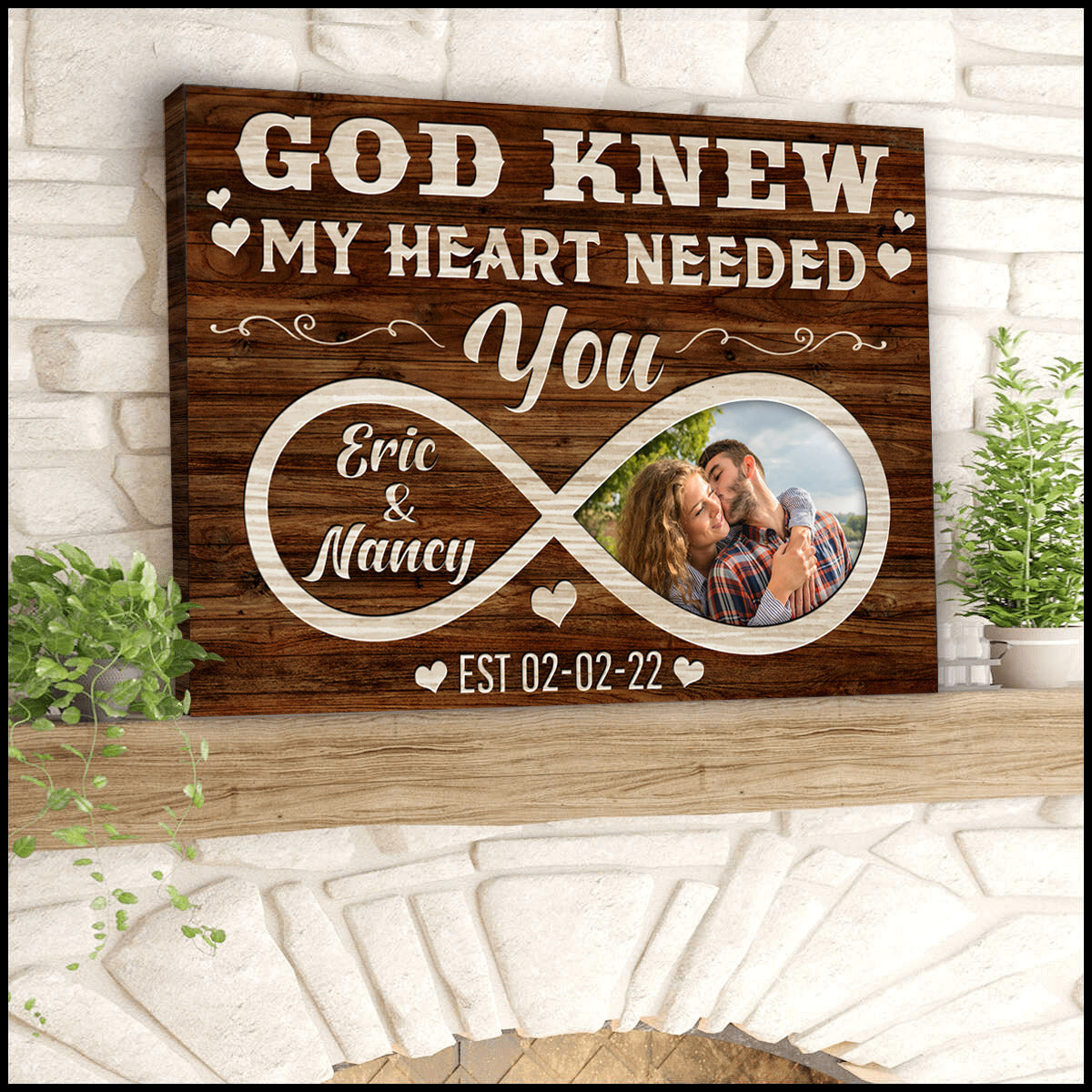 God Knew My Heart Needed You - Personalized Customized Couple Photo Canvas / Poster