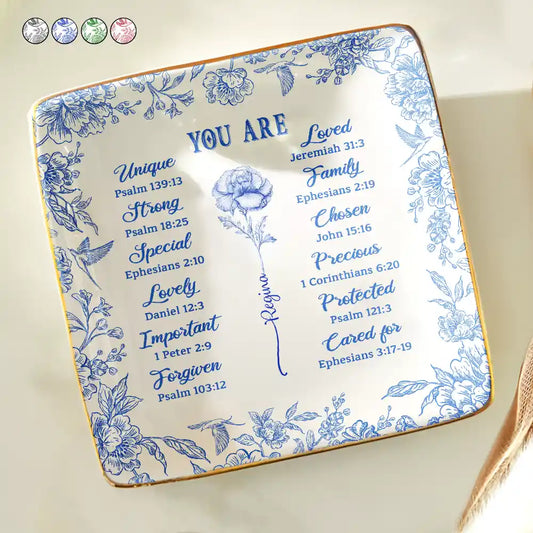 Personalized Christian Ring Dish for Mom with personalized design details for meaningful gifting