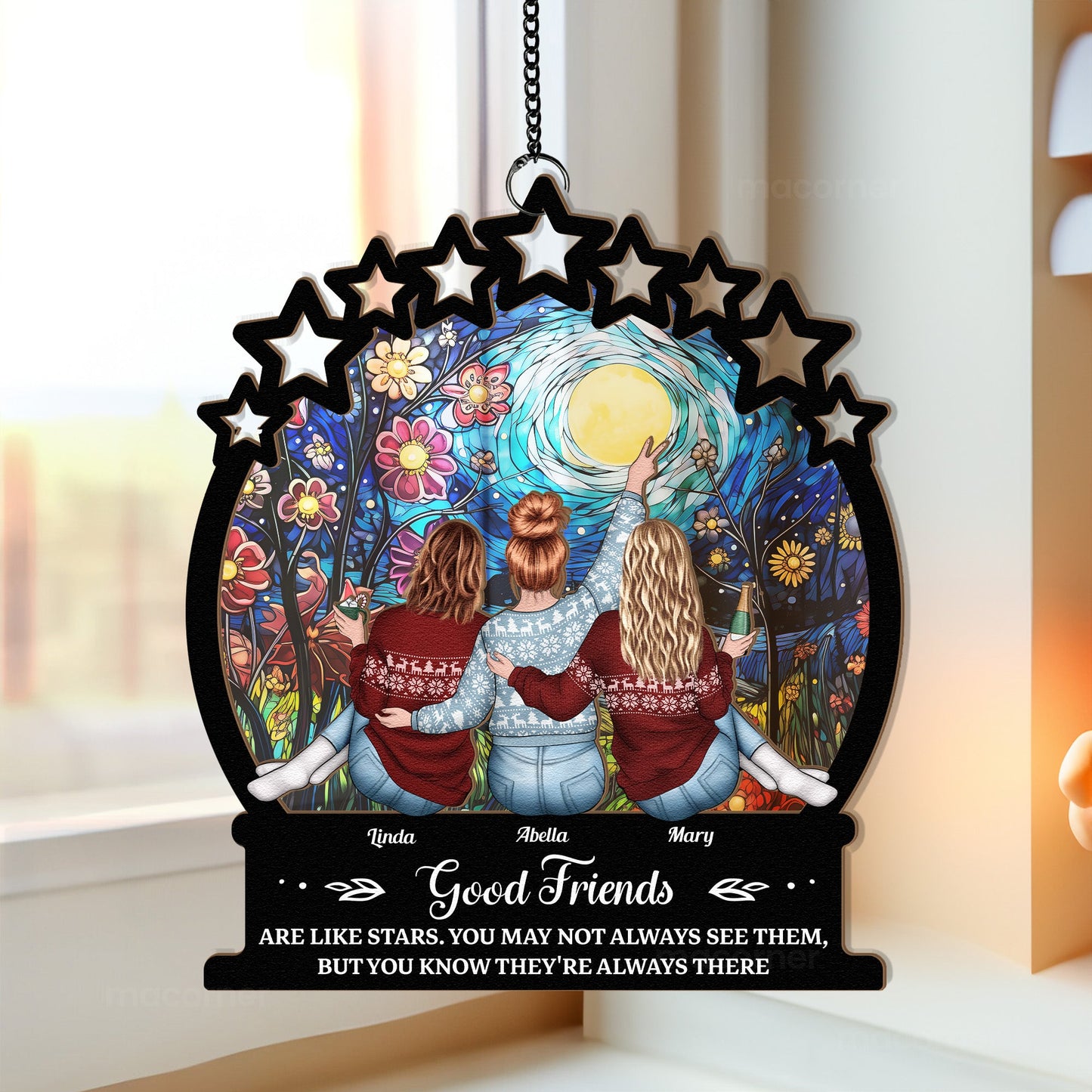 Good Friends Are Like Stars Gifts - Personalized Window Hanging Suncatcher Ornament