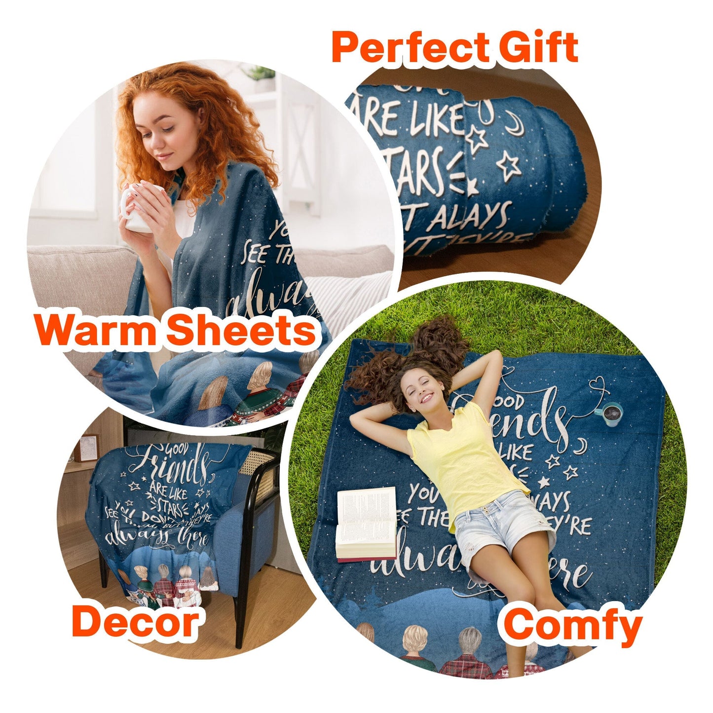 Good Friends & Family Look Like Stars - Personalized Custom Friendship Blanket
