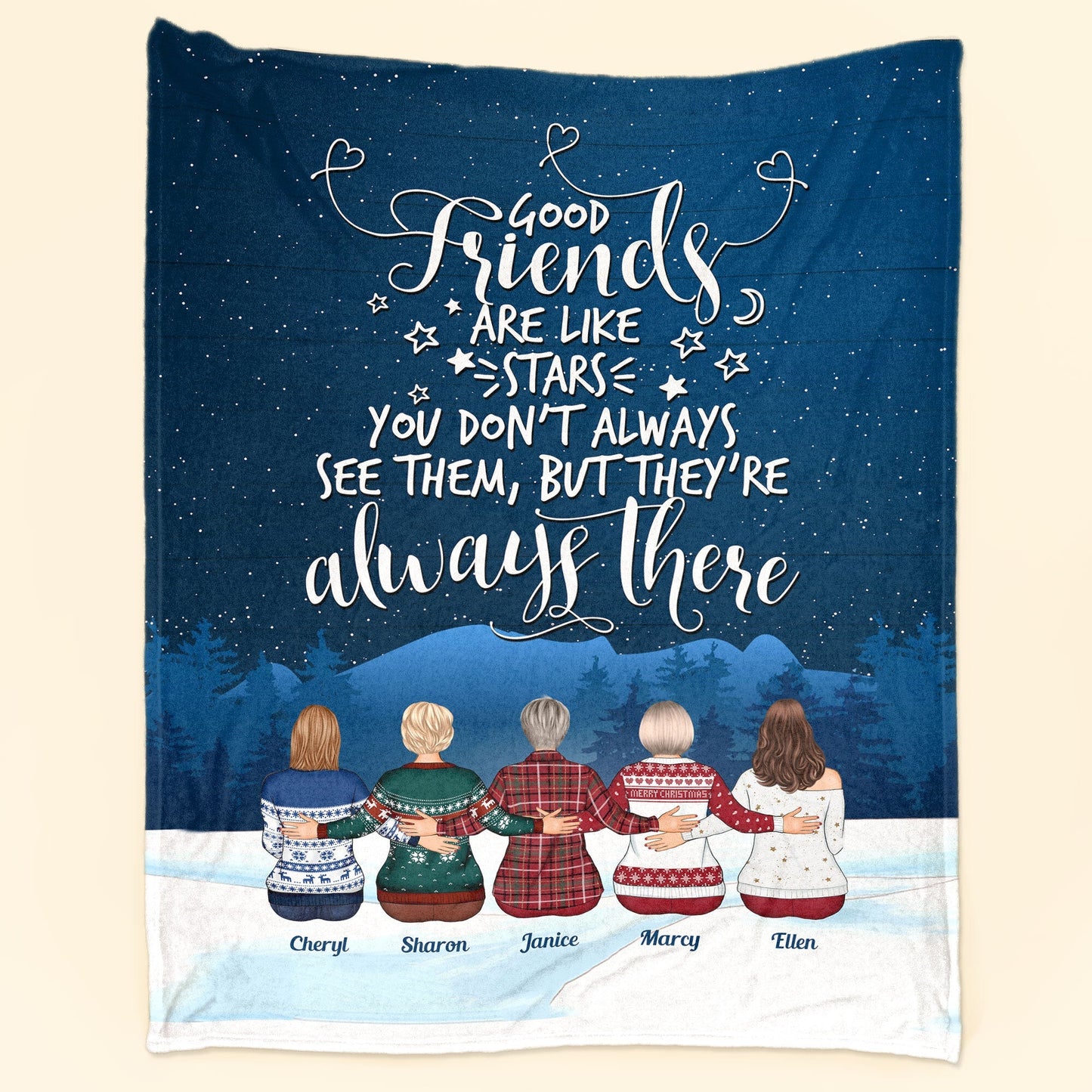 Good Friends & Family Look Like Stars - Personalized Custom Friendship Blanket