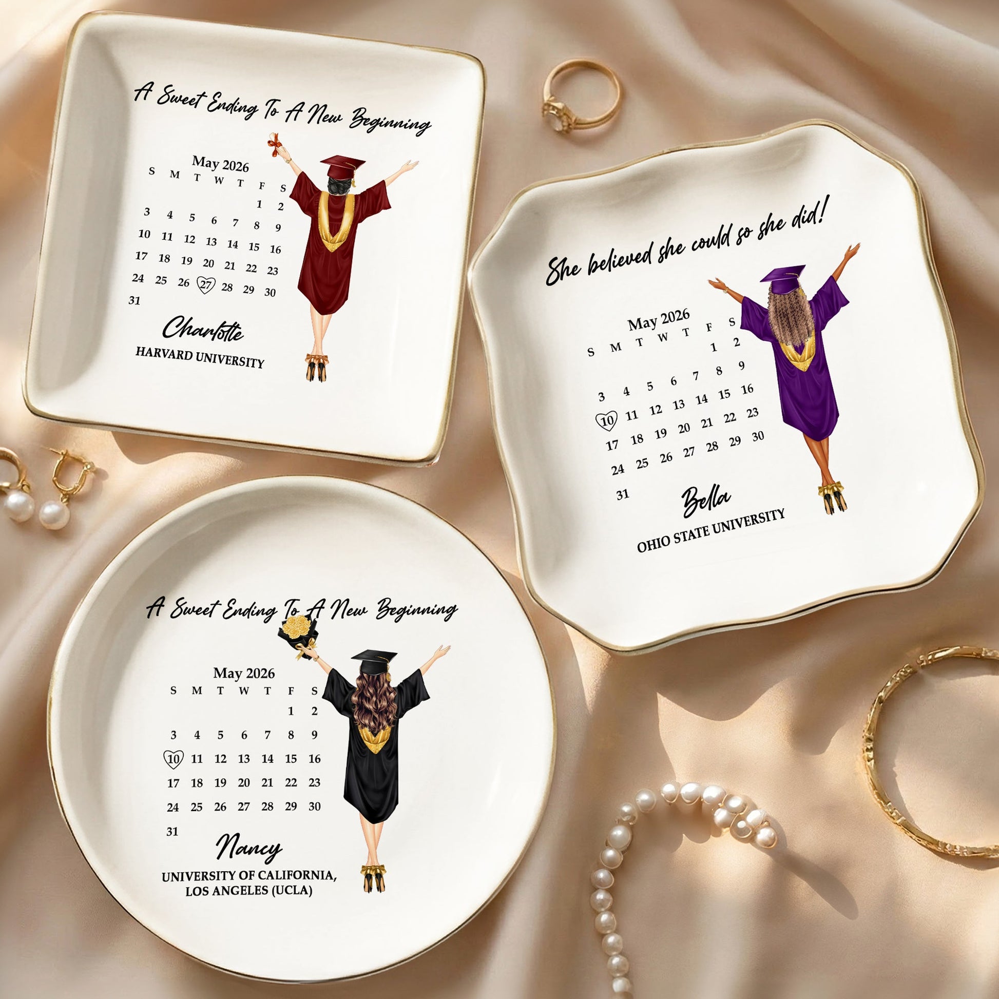 “A Sweet Ending To A New Beginning” - Personalized Graduation Jewelry Dish