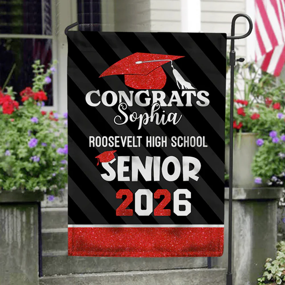 “Congrats Senior 2026” Personalized Garden Flag - Graduation Gift for Her or Him