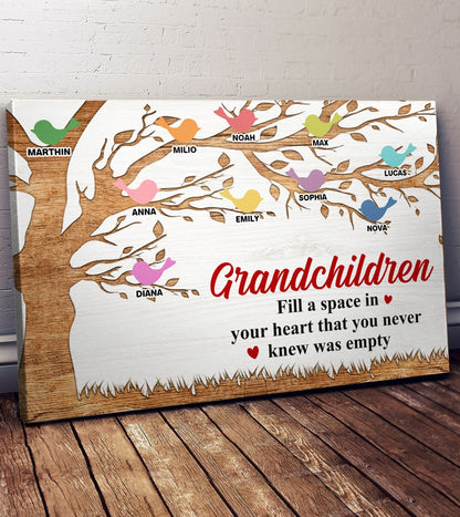Custom Family Tree Canvas for Grandparents: "Grandchildren Fill a Space"