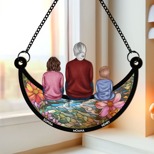 Personalized Grandma & Grandchildren Moon Suncatcher - Heartfelt Mother's Day Gift