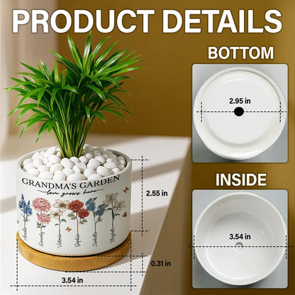 Gardening,Gift For Grandma,Gift For Mother,Happy - Grandma's Garden Love Grows Here - Personalized Ceramic Plant Pot