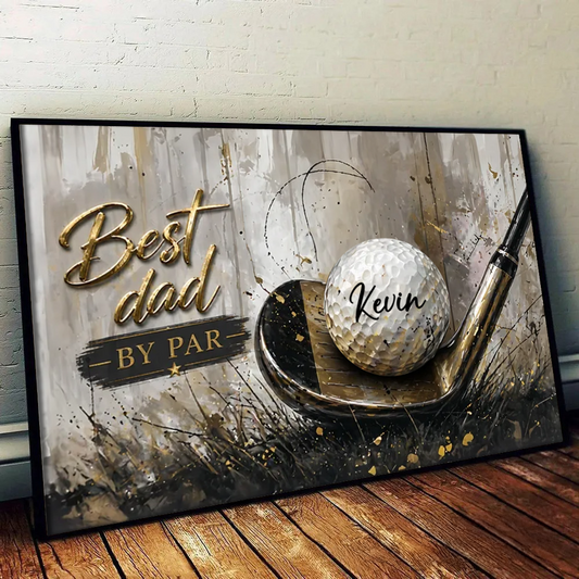 Custom Golf Dad Canvas for Dad with personalized design details for meaningful gifting
