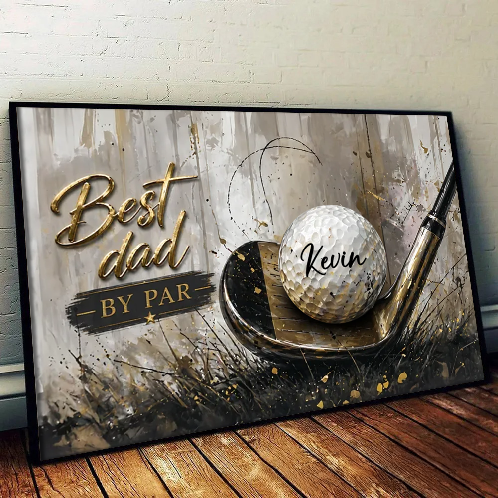 Custom Golf Dad Canvas for Dad with personalized design details for meaningful gifting