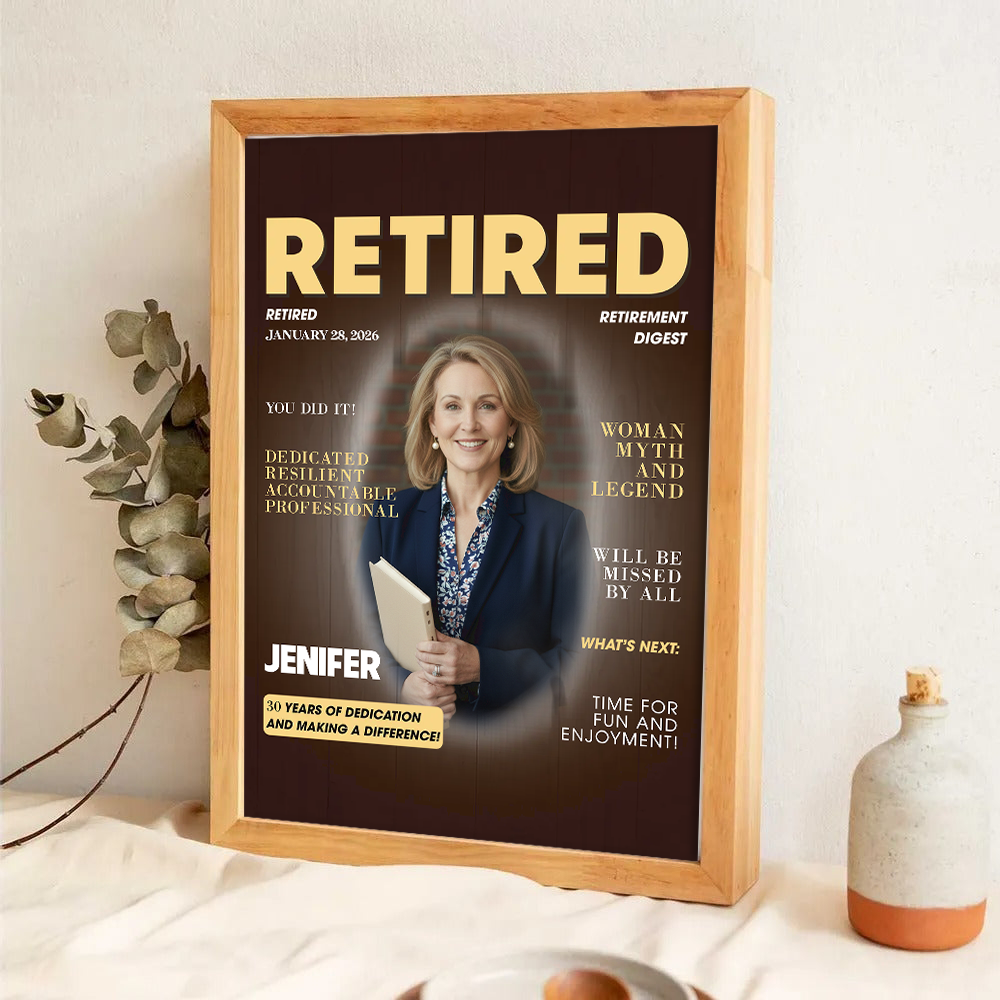 Personalized Custom Photo Retired Magazine Poster / Canvas Prints - Custom Retirement Gift