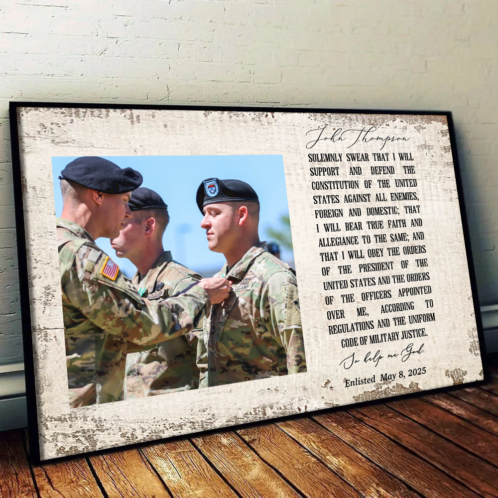 Personalized Oath of Enlistment & Commissioned Canvas / Poster - Army Gift for Dad or Husband