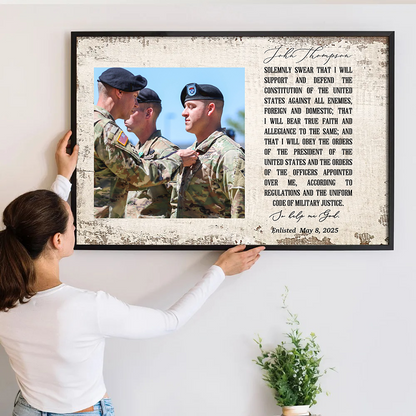 Personalized Oath of Enlistment & Commissioned Canvas / Poster - Army Gift for Dad or Husband