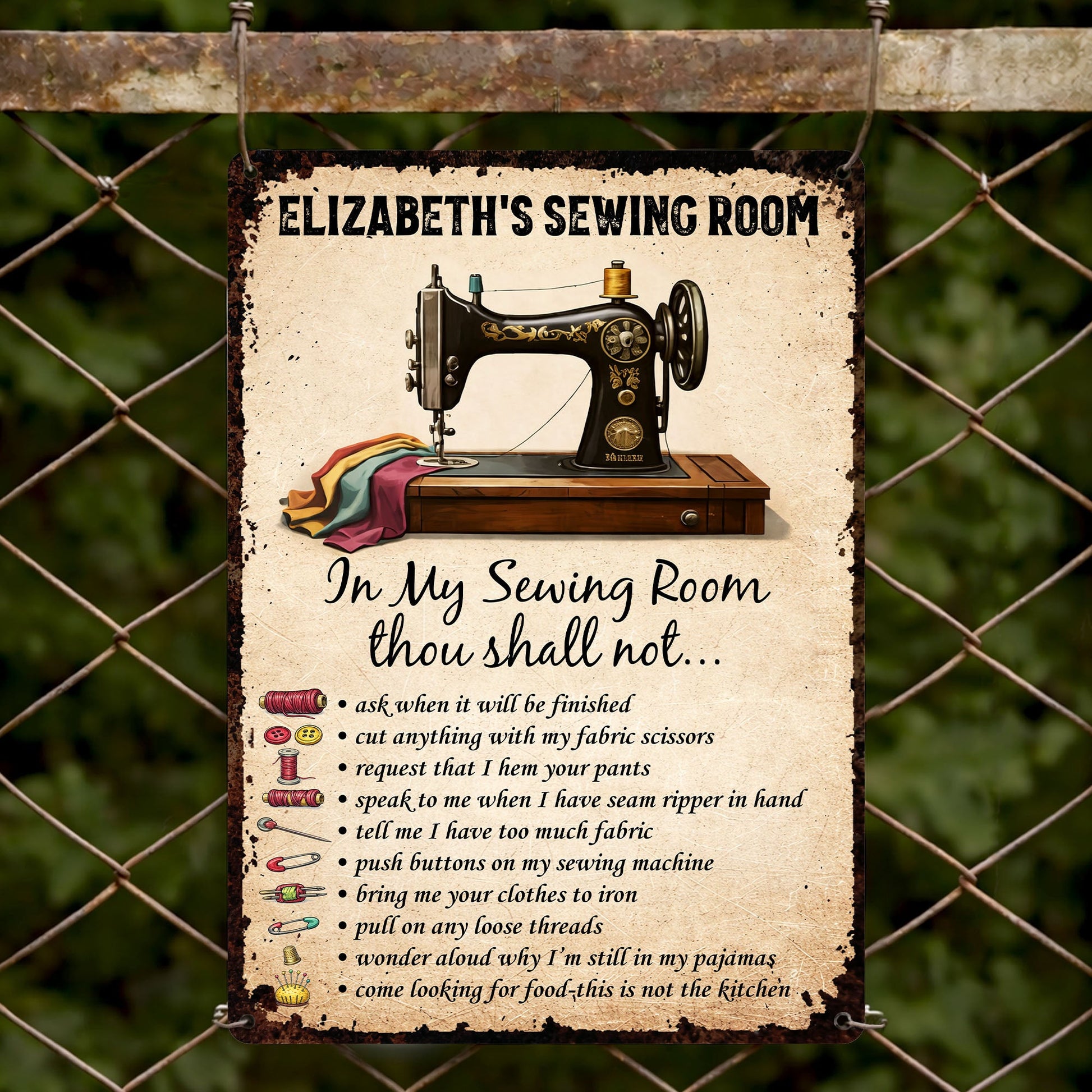 In My Sewing Room, Thou Shall Not, Sewing Machine and Scissors