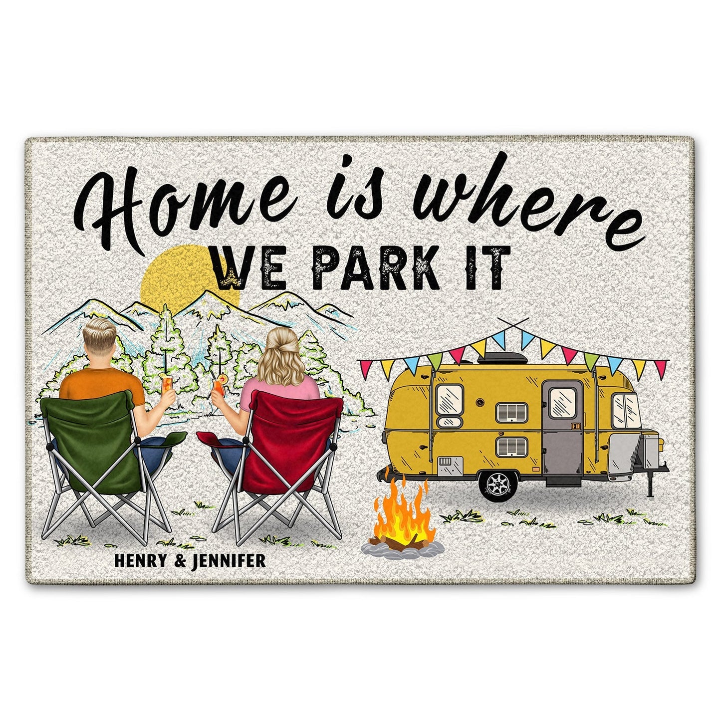 Home Is Where We Park It - Personalized Custom Doormat